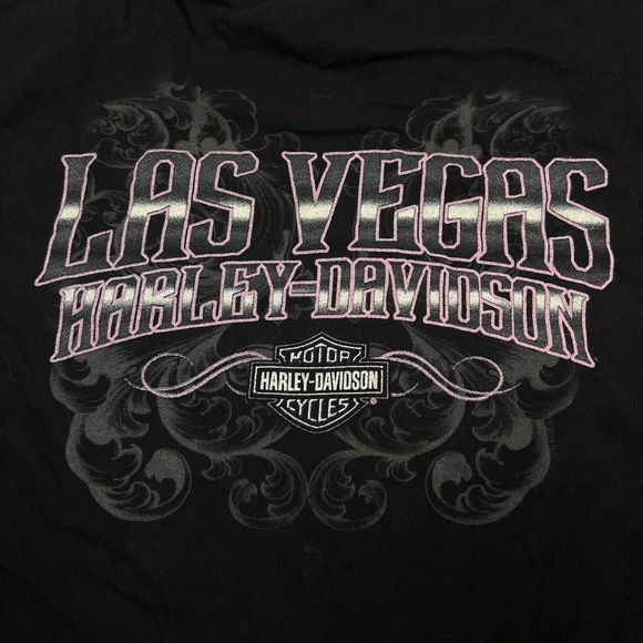 Y2K Harley Davidson Las Vegas Women’s Black T-shirt Size Large - Picture 4 of 10